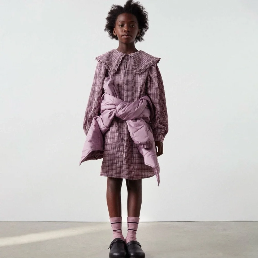 The New Society Girls Anabella Check Dress 16 Seersucker Peter Pan Collar Pink